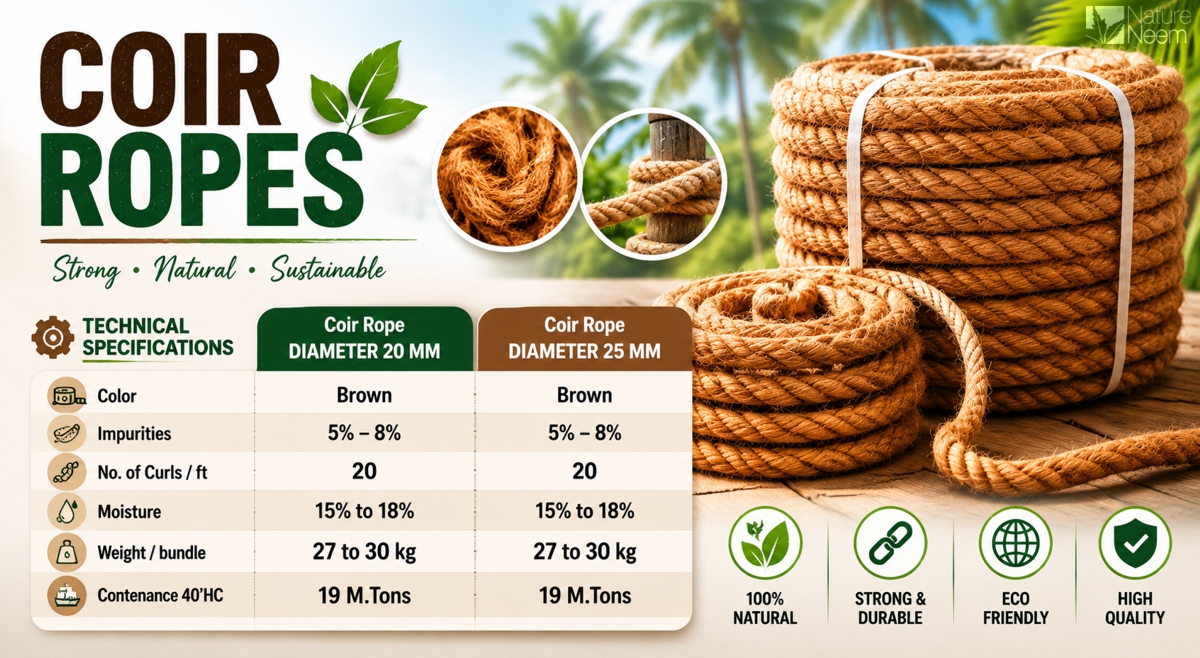 NatureNeem Coir Products - Ropes - Strong Natural Sustainable