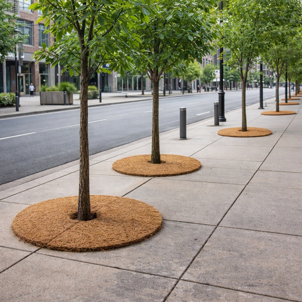 NatureNeem Coir Products Mulch Mats Tree Rings In City Street